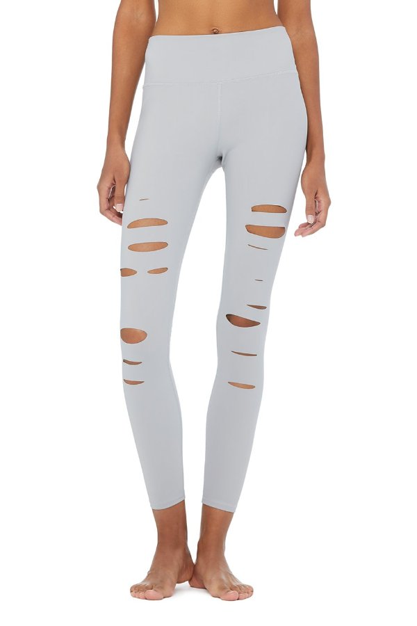 SEA YOGI // Alo High ripped warrior legging, alloy, front