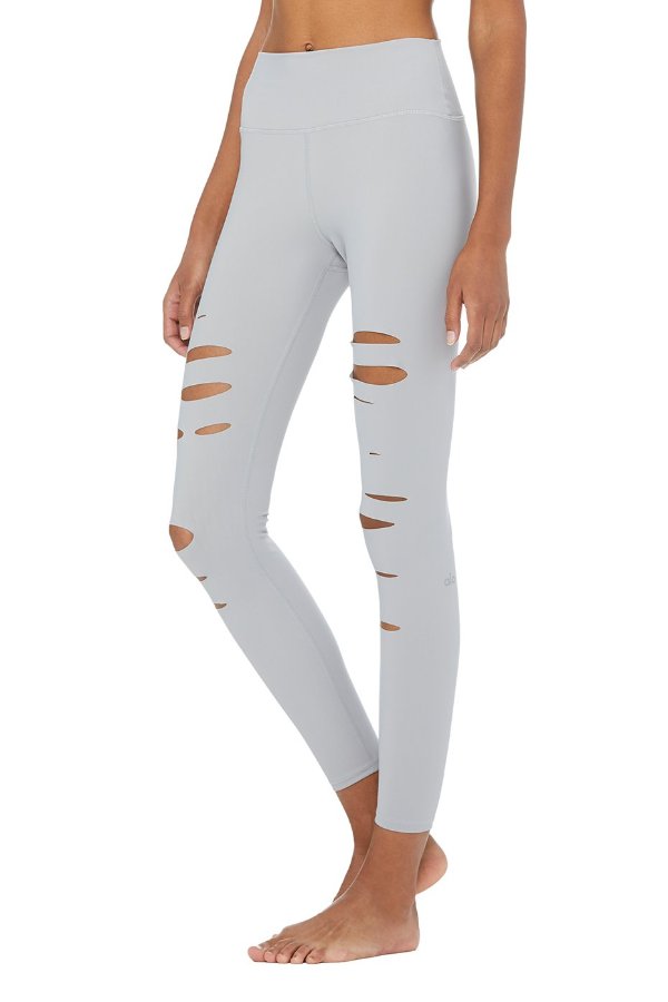 SEA YOGI // Alo High ripped warrior legging, alloy, left