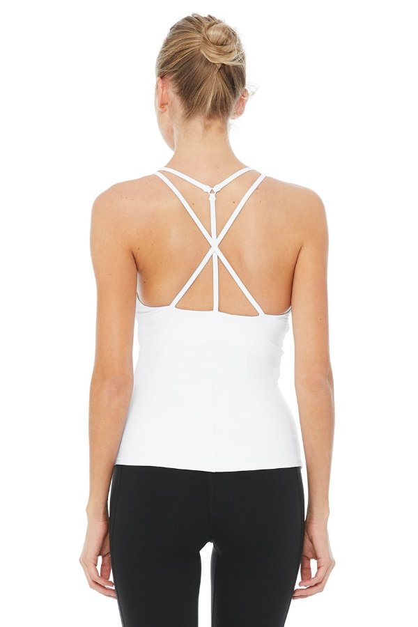 SEA YOGI // Alo Yoga Motivate Bra Tank in white, back