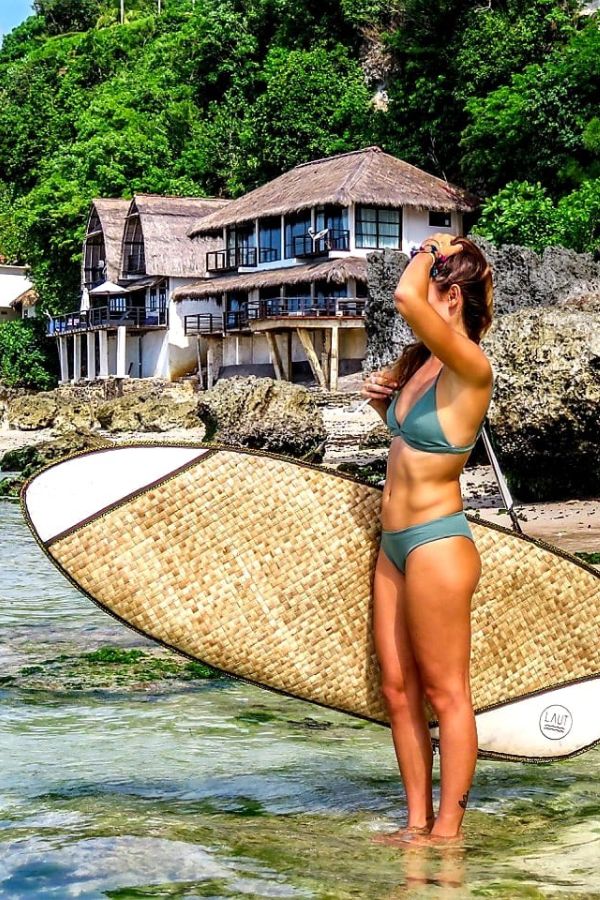LITTLE PANDANUS // REEF TRIANGLE BIKINI TOP - EUCALPYTUS