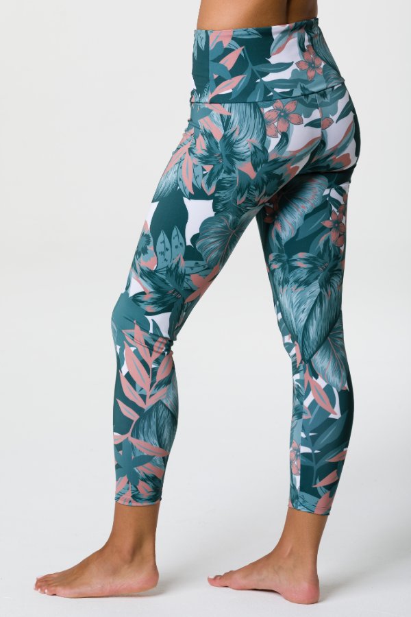 SEA YOGI // Onzie High basic Midi legging with tropical camo print, back