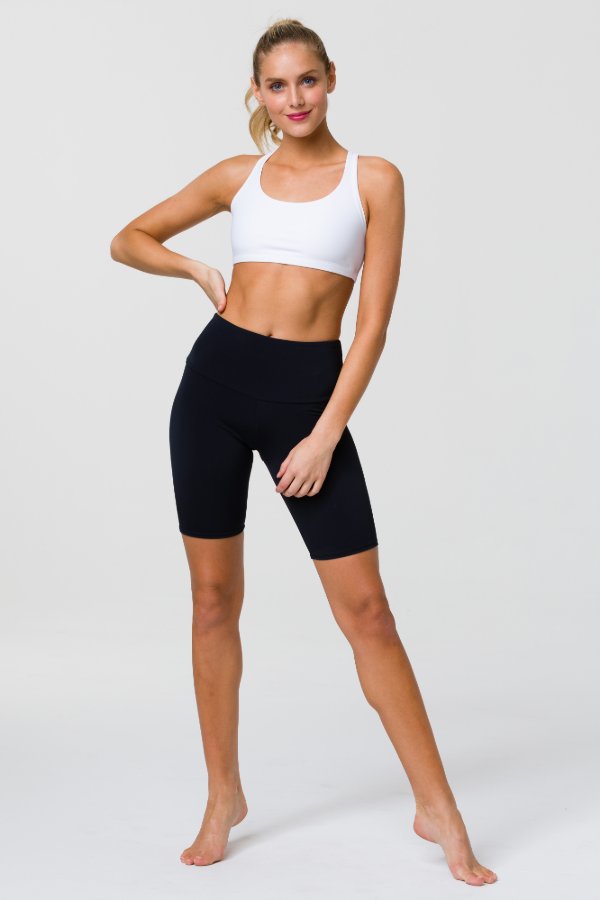 SEA YOGI // Onzie High Biker shorts in black, front full