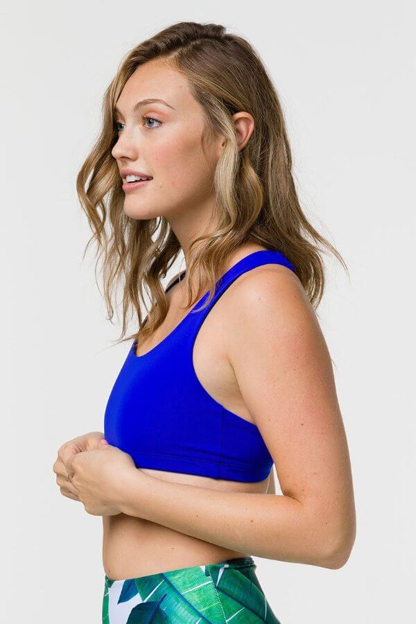 SEA YOGI // Onzie Mudra bra in royal, left