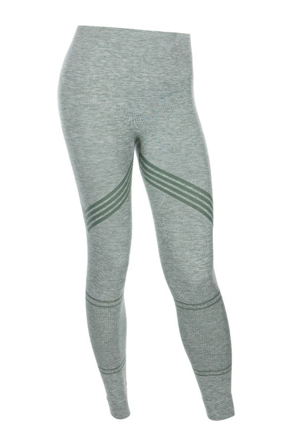 SEA YOGI // Run and Relax, Bandha Arrow stripe tights in moss green and white