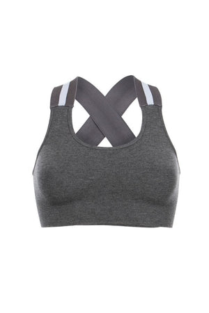 SEA YOGI // Run and Relax, wide elastic bra in drak gray melange, front