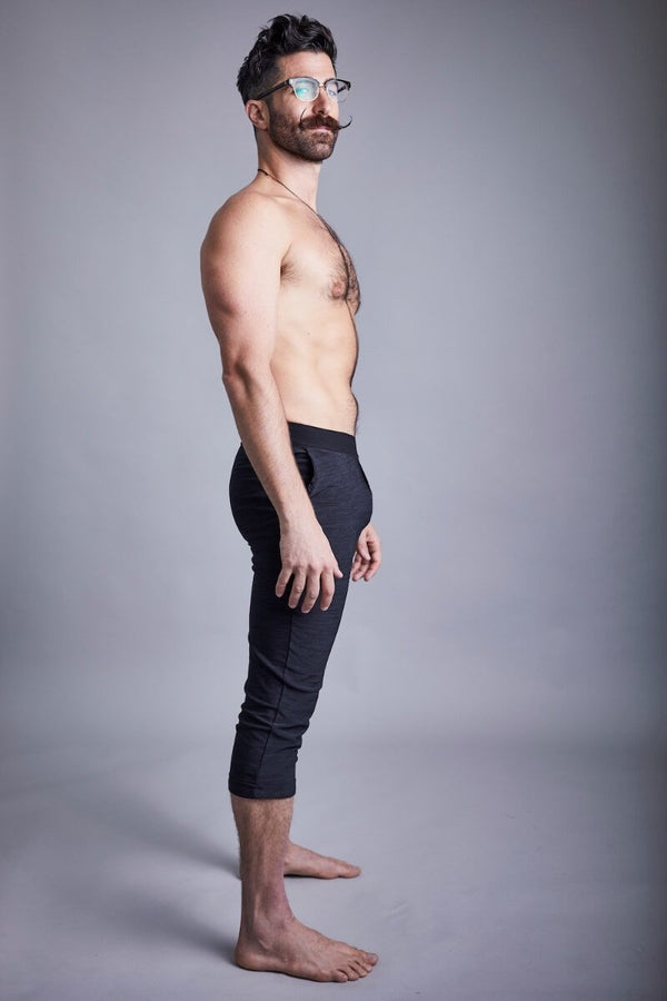 SEA YOGI // Namoustache yoga pants in dark grey by Ohmme, side