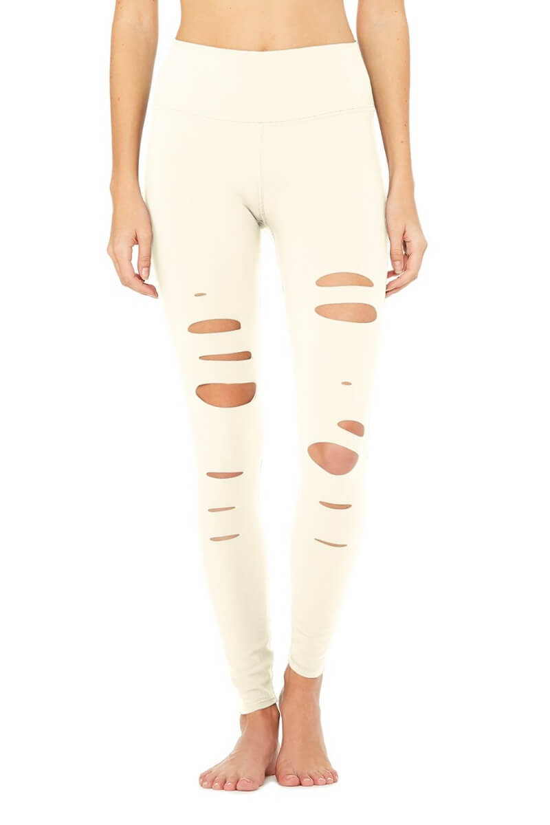 ALO YOGA // HIGH WAIST RIPPED WARRIOR LEGGING - PRISTINE