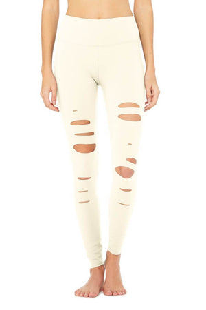 ALO YOGA // HIGH WAIST RIPPED WARRIOR LEGGING - PRISTINE