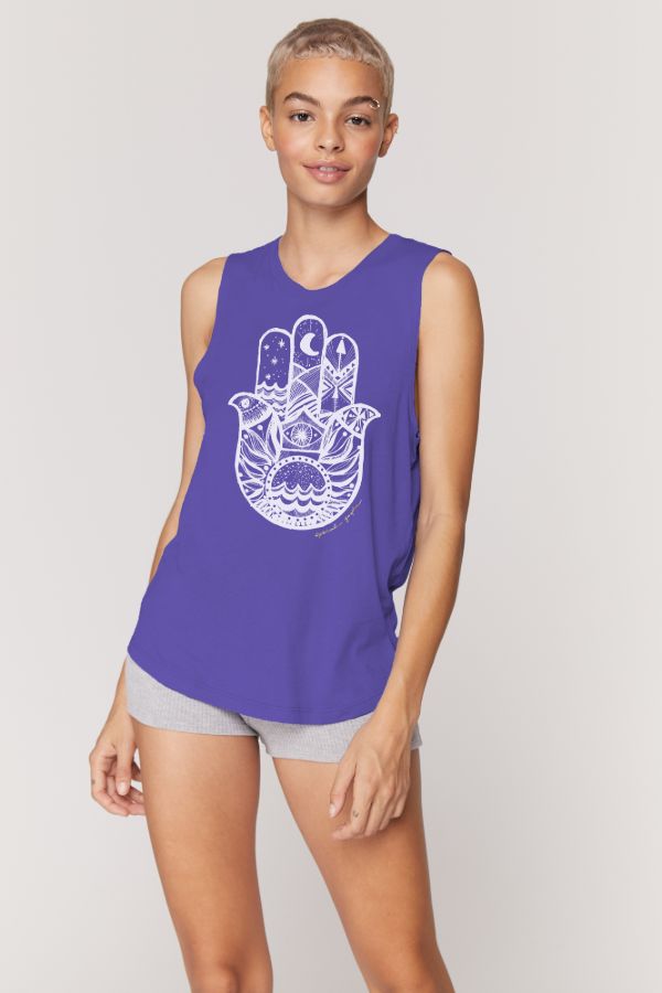 SPIRITUAL GANGSTER  // HAMSA MUSCLE TANK - PURPLE