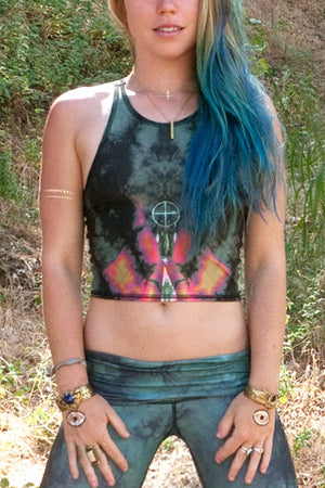 TEEKI EAGLE FEATHER MERMAID TANK IN GREEN AND FRONT IMAGE - Sea Yogi