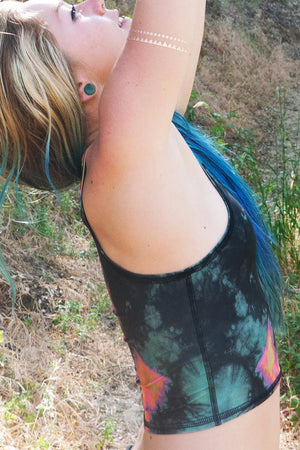 TEEKI EAGLE FEATHER MERMAID TANK IN GREEN AND SIDE IMAGE - Sea Yogi