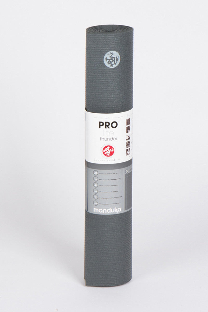 MANDUKA PROLITE YOGA MAT THUNDER STYLE AND FRONT FACING IMAGE