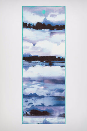 MANDUKA YOGITOES SKIDLESS MAT TOWEL IN VERTEX STYLE AND SPREAD OUT IMAGE