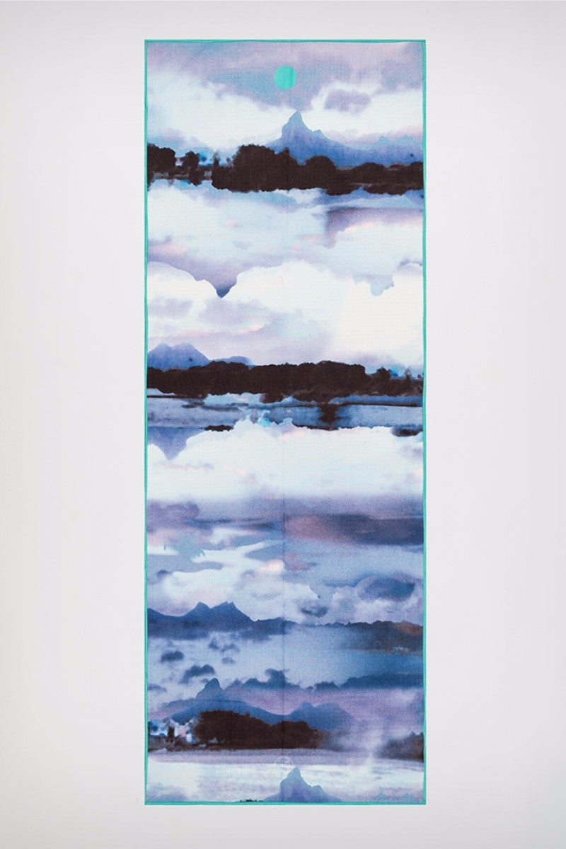 MANDUKA YOGITOES SKIDLESS MAT TOWEL IN VERTEX STYLE AND SPREAD OUT IMAGE